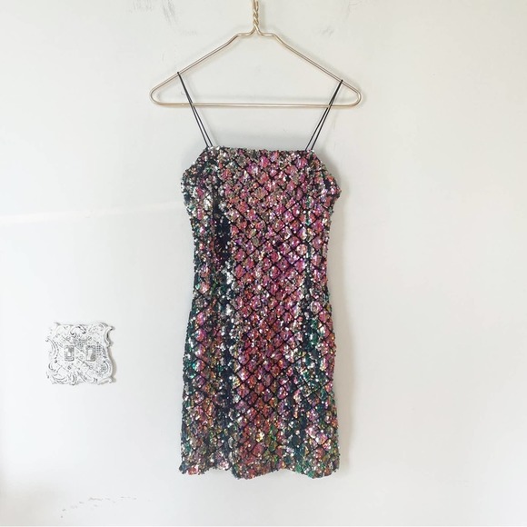 Topshop Multicolored Sequin Mini Slip Dress 2 XS - Picture 3 of 9